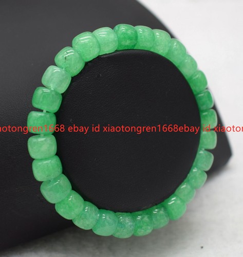 VALENTINO Nuovo Braccialetto Elastico Pretty Natural 6x9mm Pietra Preziosa Giada Verde Perline 7 5 pollici