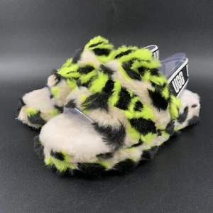 UGG KIDS FLUFF YEAH ANIMALIA SIZE 13K KEY LIME SLIPPER SLINGBACK WOOL SANDAL - Picture 1 of 15