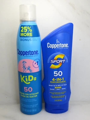 COPPERTONE KIDS SPF 50 STAYS ON STRONG SPF 50 & 4 IN 1 PERFORMANCE  2PCS 09/25 - Image 1 of 2