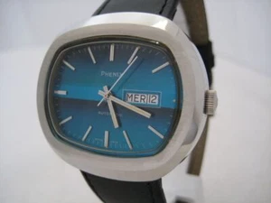 NOS NEW BIG SWISS VINTAGE WATER RESIST DATE AUTOMATIC MEN'S PHENIX WATCH 1960'S - Picture 1 of 3