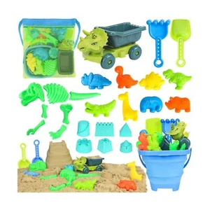 Beach Toys, Dinosaur Sand Toys with Dump Truck and Collapsible Beach Bucket, ... - Picture 1 of 6