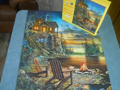 SUNSOUT Summer Pleasure by Jim Hansel 1500 Piece Jigsaw Puzzle Cabin Lake  - Image 1 of 2
