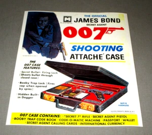 1965 JAMES BOND 007 SHOOTING ATTACHE CASE TOY STORE DISPLAY POSTER-RARE-17.5" - Picture 1 of 11