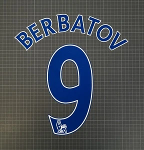 Juego de nombres azul Lextra Berbatov #9 2007-2013 tamaño jugador Premier League - Imagen 1 de 1