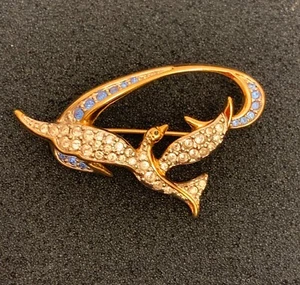 Swarovski Crystal Bird in Flight Brooch Pin Stamped  - Picture 1 of 2