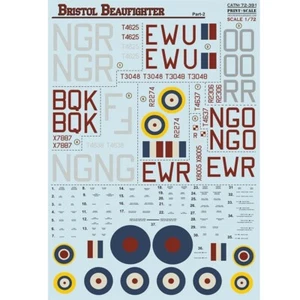 Print Scale 72-391 Waterslide Decal for airplane 1:72 Bristol Beaufighter Part 2 - Picture 1 of 24