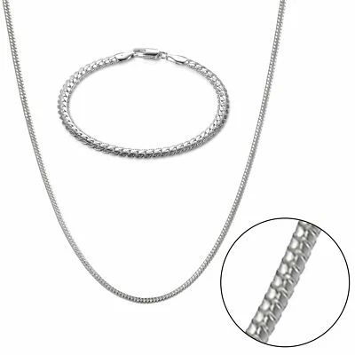 2pcs Mens Miami Curb Cuban Link Chain Necklace Bracelet Hip Hop Jewelry Set Gift - Image 1 of 4