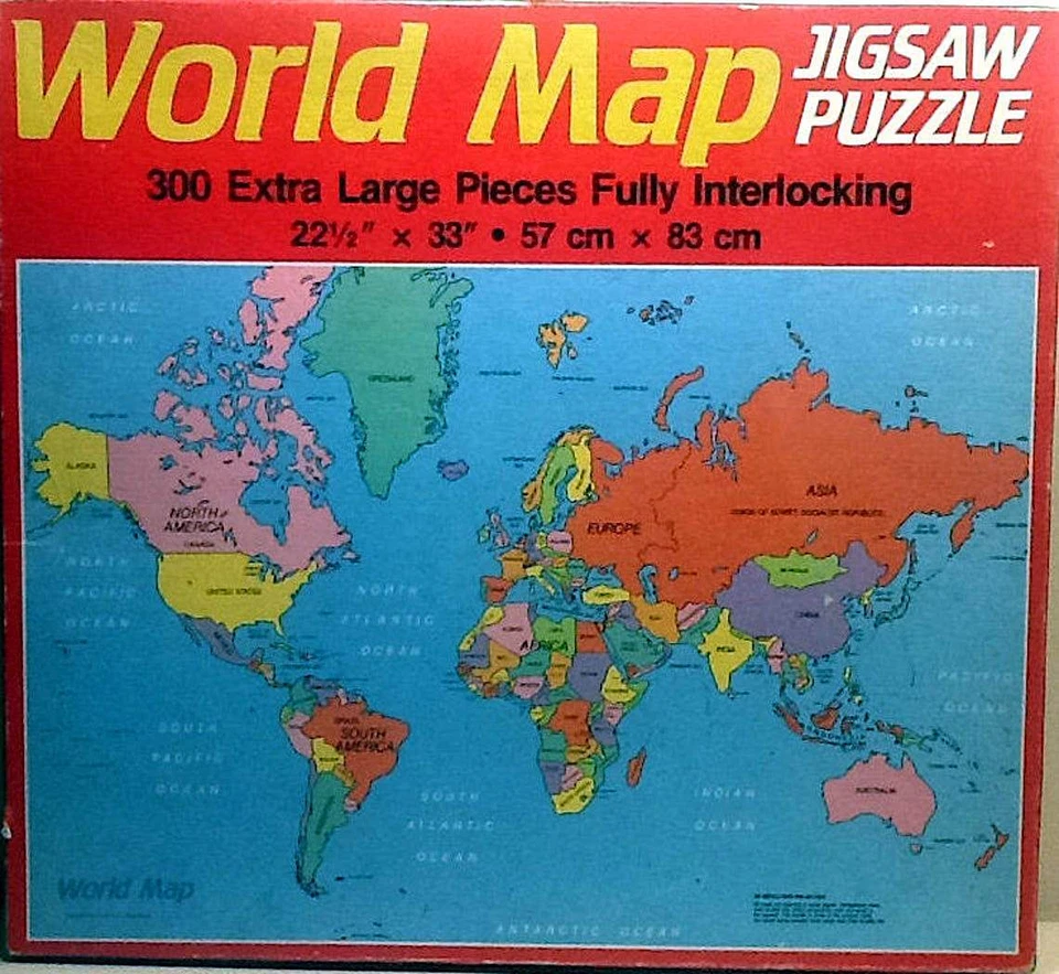 Rompecabezas Mapa del Mundo 1984 300 piezas 22-1/2" X 33" Western Golden Foto 1 de 1