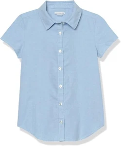 Lot Of 6 New Amazon Girls Shirt Size 12 Blue Oxford Short Sleeve Uniform - Picture 1 of 3