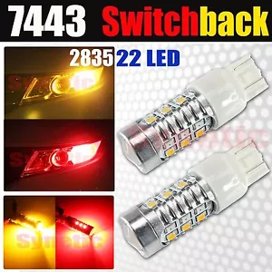 7443 LED Dual Color Switchback Red/Amber Front Turn Signal Parking Light Bulbs - Bild 1 von 5