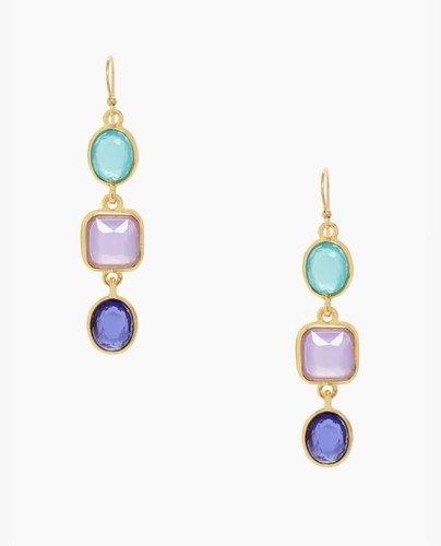 Coriandoli Acqua Viola Gemme Kate Spade Oro Cristallo Lineare Rivestiti Nuovi con Etichette $68