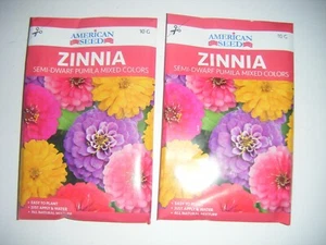 2- 10g Packs ZINNIA Semi Dwarf Pumila Mix Colors Seeds Flower Pollinators - Picture 1 of 2