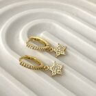 Dangle Hoop Earrings For Women 18k Plated Gold Mini Small Star Ear Stack Dainty