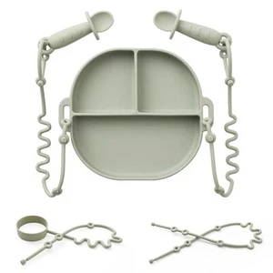 Silicone Plates for Babies with Suction Divided Baby Spoons Silicone Baby Toy - Picture 1 of 6