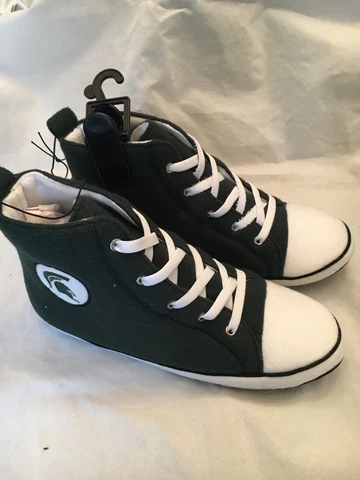 Michigan State Spartans NEW Hi Top Mens 9/10 Sneaker Slippers . NCAA Gift MSU Cover