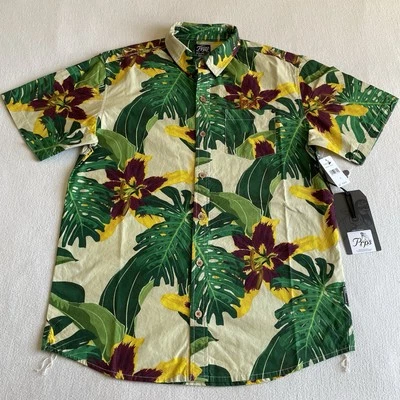 Camisa PRPS Hombres Mediana Floral Manga Corta Abotonada Pastos Verdes Foto 1 de 4