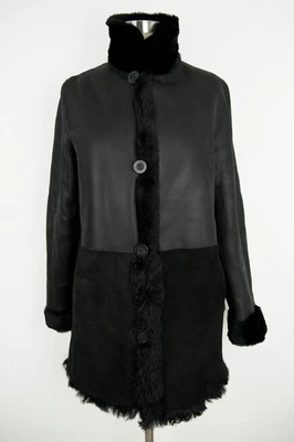 $1950 Blue Duck Black Shearling Coat Small Reversible Micro Sheer Fur - Image 1 of 4