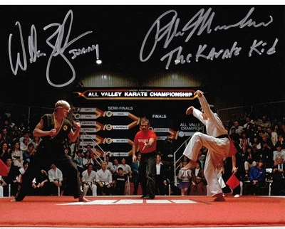 Framed Macchio &  Zabka Karate kid Signed Autographed 8x10 Photo REPRINT  - Image 1 of 4