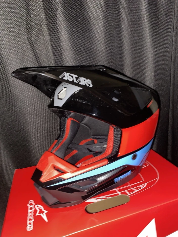 Casco de motocicleta ALPINESTARS SM5 Bond negro, rojo y cian todoterreno motocross enduro Foto 1 de 4