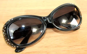 Vintage Laura Biagiotti LB 85273 Sunglasses Wrap Black Frames w/Jewels 50-18-135 - Picture 1 of 15