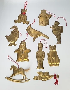Dept 56 Vintage Brass Ornaments Set Of 10 All Different Shapes Made in Hong Kong - Picture 1 of 22