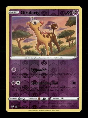 Girafarig Reverse Holo Uncommon SWSH04: Vivid Voltage 065/185 NM Pokemon LP - Image 1 of 2