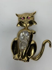 Austrian Crystal Mascot Intl. Cat VTG Kitschy Goldtone Bling Window Ornament - Picture 1 of 4