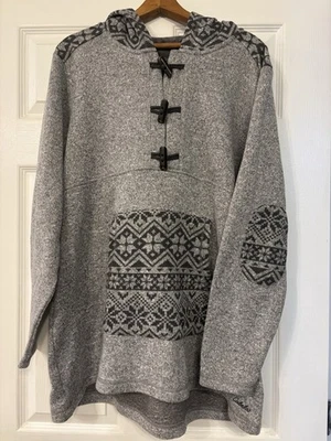 Cabela’s Nordic Fleece Hoodie Gray Fair Isle Toggle Pullover XXL NWOT - Image 1 of 4