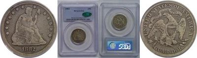 1882 Seated Liberty Quarter   PCGS F-12  CAC - Image 1 of 3