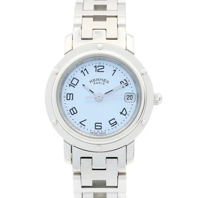 HERMES Clipper Wrist Watch CL4.210 Quartz Stainless Steel Used Women White - Image 1 of 4