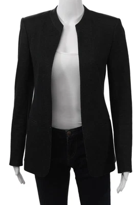 Theory Womens Cotton Open Front Long Sleeve Blazer Gray Size 4 - Image 1 of 4