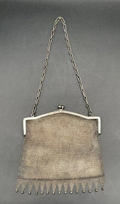 古董 800 银网眼剧院钱包,标志 800,270 克,20 世纪初 — 第 1/4 张图片