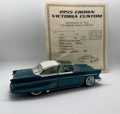 1955 Crown Victoria Custom, Danbury Mint 1:24 Metallic Turquoise w/Title - Image 1 of 4