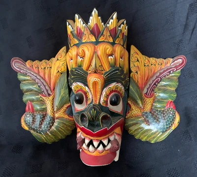 Vintage Exceptional Quality Sri Lankan Maru Raksha Folklore Devil Death Mask - Image 1 of 4