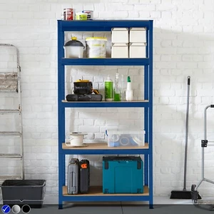 Neo 5 Tier Blue Large Steel Garage Shelving Racking Unit Storage Racks 180x90x40 - Picture 1 of 45