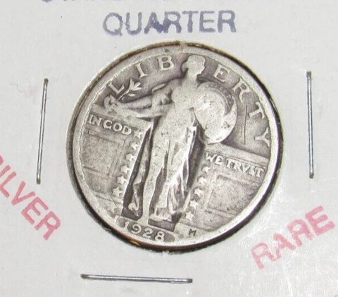 V Fine SLQ Silver 1928 p Philadelphia Mint Standing Liberty Quarter Old coin Cover