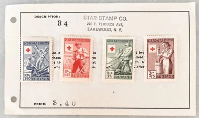 1946 Set of 4 Finland Red Cross Fund Stamps Hinged - Image 1 of 2