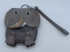 ART Bulgaria Leather Elephant Mini Purse Wristlet Key Ring Hand Made - Picture 1 of 6