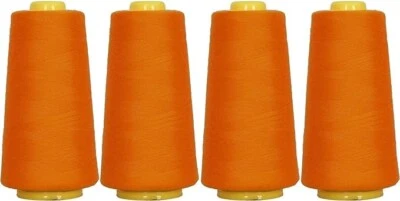 4 BIG CONES ORANGE YELLOW SERGER SEWING THREAD 2750 YD TEX 27 40S/2-THREADART - Image 1 of 4