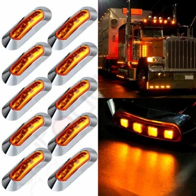 10x Amber 4 LED Clearance Side Marker Lights for Car Truck Trailer Pickup 12-24V - Image 1 of 4