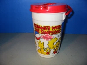 Church's Chicken Large Cup with Lid Summer With The Simpsons 1996 The Bucket USA - Picture 1 of 10