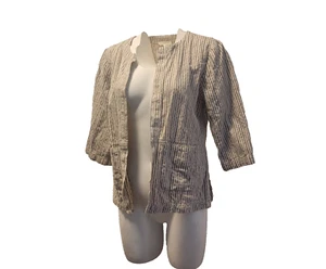 Chaqueta de algodón orgánico cuadrado de lino a rayas Eileen Fisher talla mediana - Imagen 1 de 10