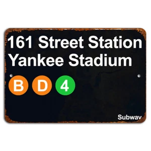 Yankee Stadium Subway Sign Rustic Metal Wall Art Vintage Sports Decor - Picture 1 of 1
