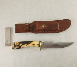 Vtg Schrade Golden Spike Uncle Henry 153UH Fixed Blade  Sheath & Stone USA READ - Picture 1 of 18