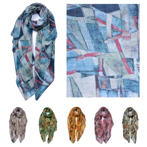 Ganzjahres Baumwollmischung Frau leichter zufälliger Fragmente Muster Druck Schal - Bild 1 von 6