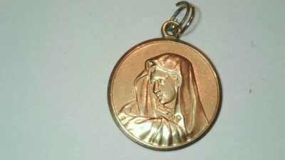 18k 750 Real Solid Yellow GOLD Saint Virgin Mary Madonna Unoaerre Pendant - Image 1 of 4