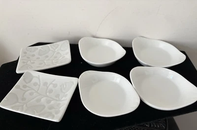 Lote de 6 Bandejas Mini Platos Blancos Caja y Barril Condimentos Salsa Especias  Foto 1 de 4