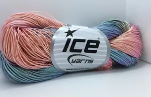 Sea and Shell Metallic Hand Painted Cotton Yarn Ice 68793 Pink Blue 100gr 306yds - Picture 1 of 5
