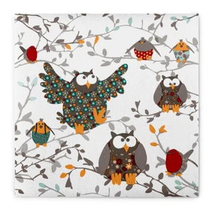 Serviette "Wina" (Eulen) in Braun aus Linclass® Airlaid 40 x 40 cm, 12 Stück - Bild 1 von 5