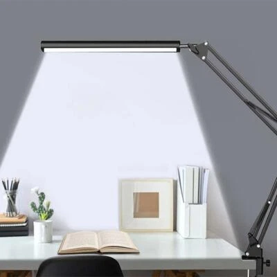 Adjustable LED Desk Lamp with Clamp Metal Swing Arm Light 10 Brightness Levels - Image 1 of 4